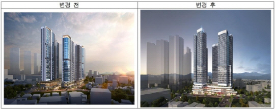 상봉7구역 재개발사업 건축심의 전과 후 비교 <서울시 제공>